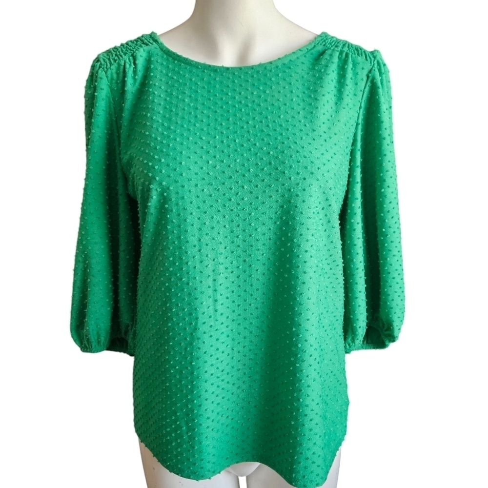 W5 by Anthropologie Sz M Swiss Dot Off Shoulder Pretty Green‎ Party Top NWOT
